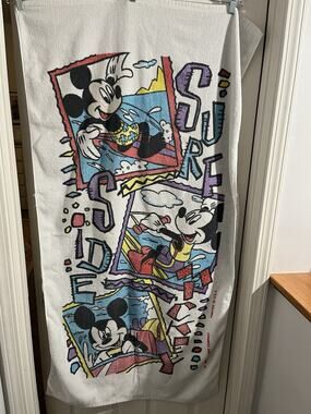 Vintage Franco Surf Side Mickey Disney 30x56 Beach Towel USA